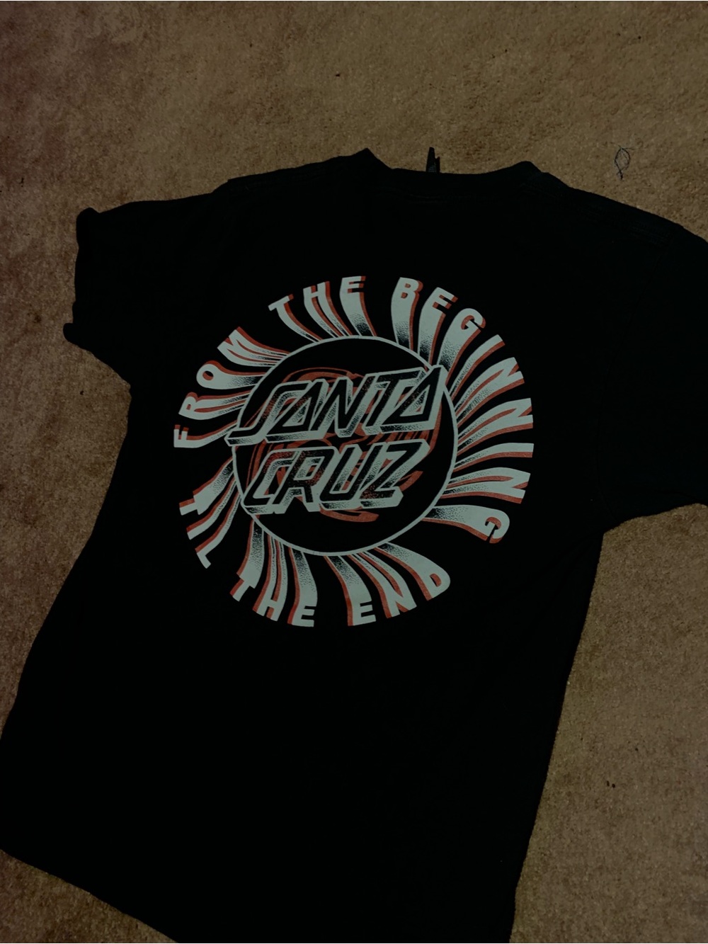 Santa Cruz Skateboards Black Tee with White and Red Graphic